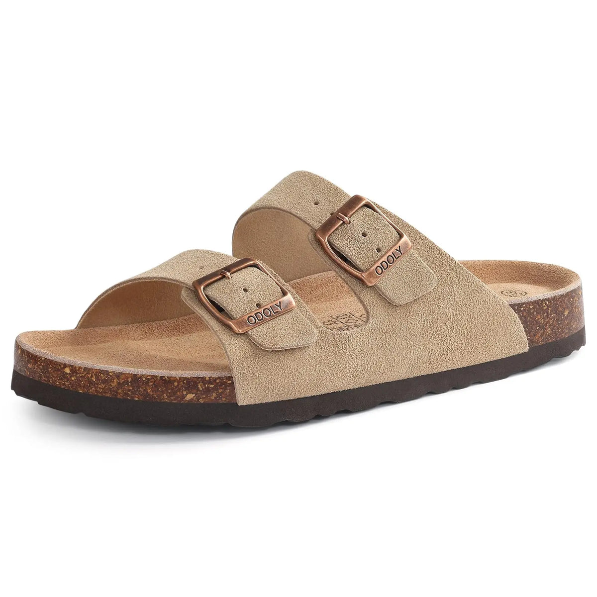 Ergonomic Double-Buckle Cork Slide Sandals