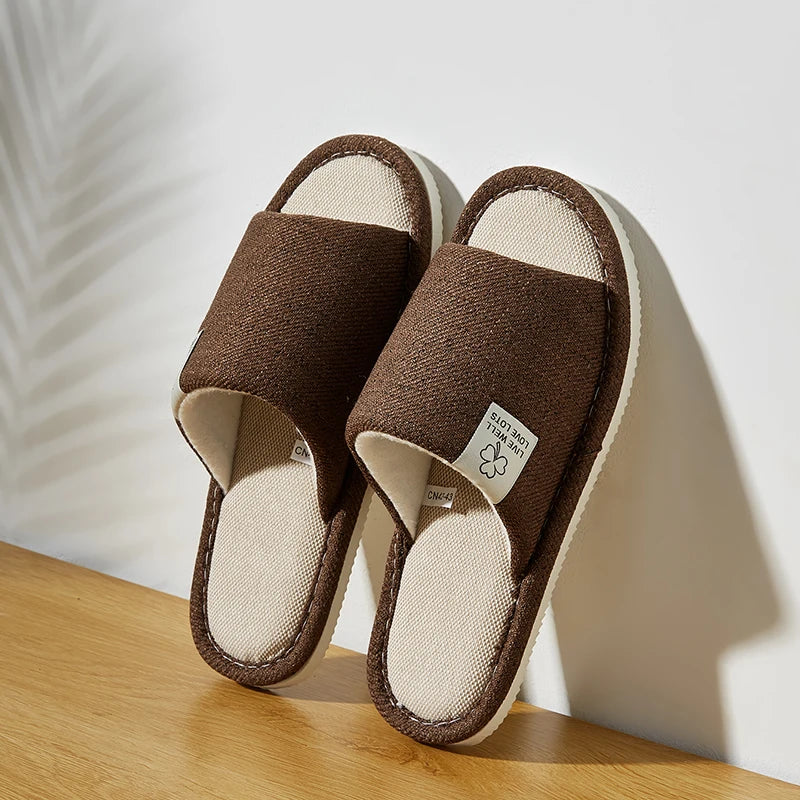 Premium Open-Toe Hemp Indoor Slides