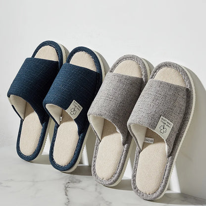 Premium Open-Toe Hemp Indoor Slides