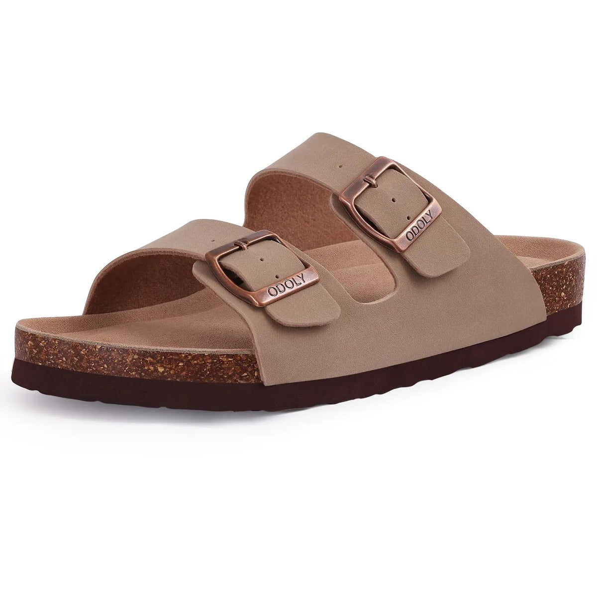 Ergonomic Double-Buckle Cork Slide Sandals