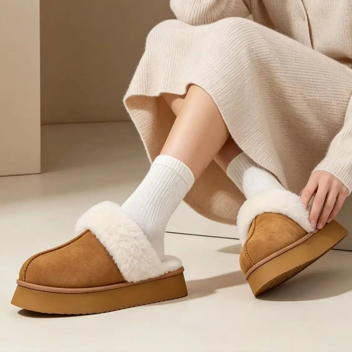 Cloud-Walk Platform Plush Home Slippers