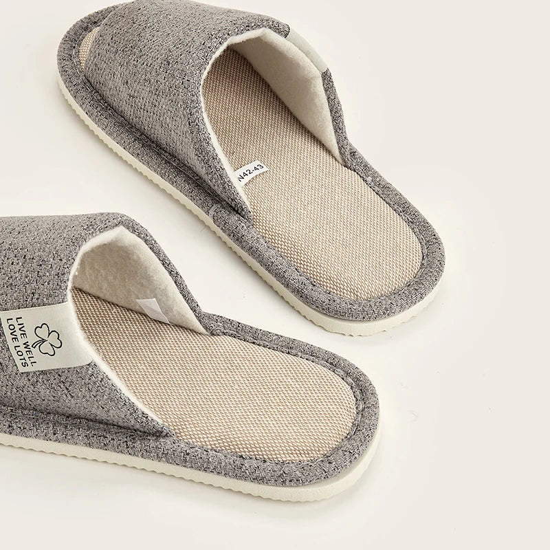 Premium Open-Toe Hemp Indoor Slides