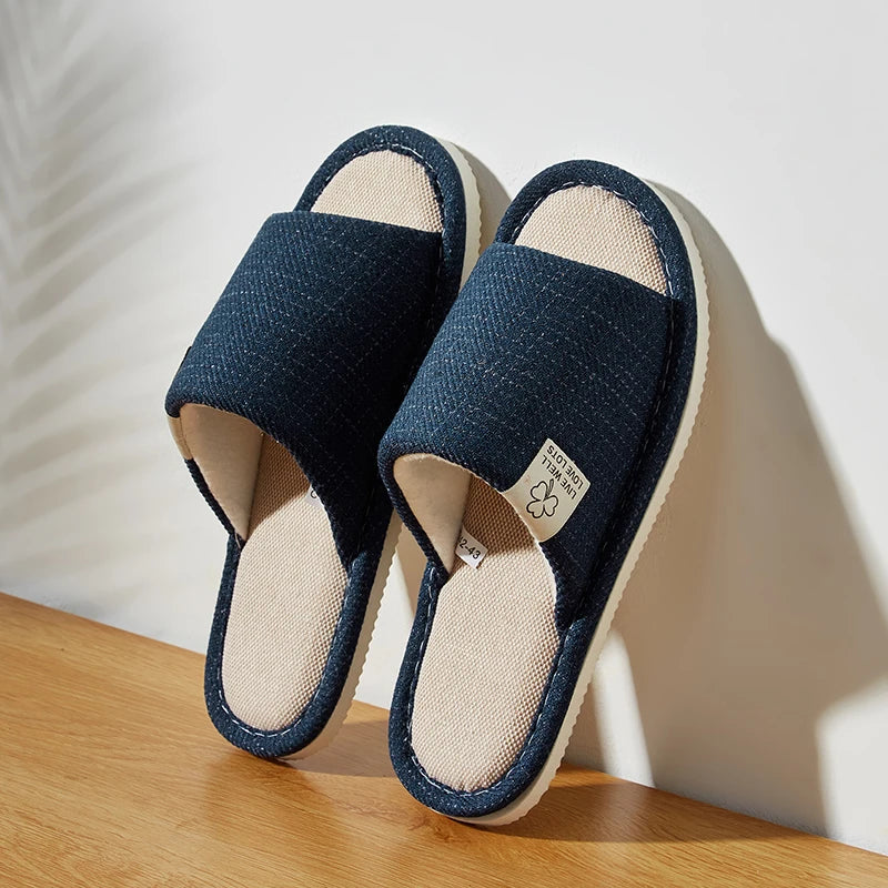 Premium Open-Toe Hemp Indoor Slides