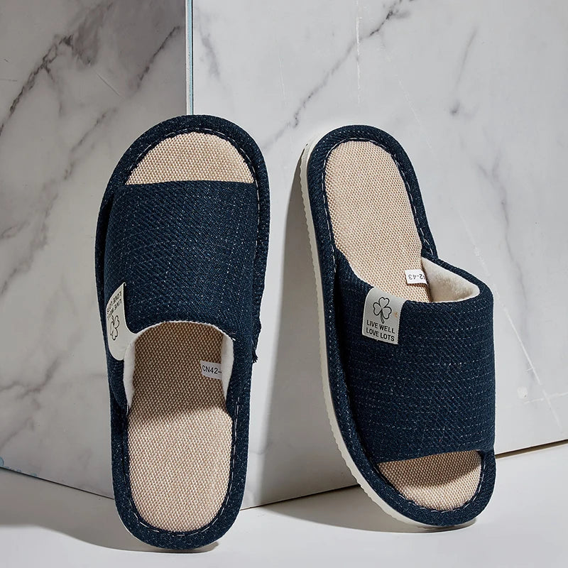 Premium Open-Toe Hemp Indoor Slides