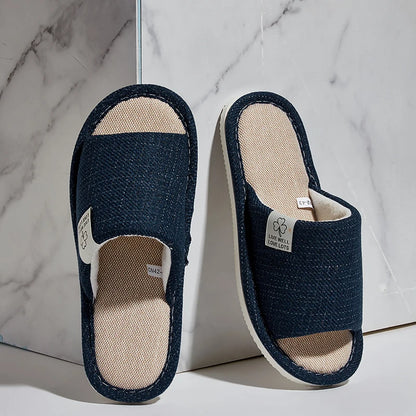 Premium Open-Toe Hemp Indoor Slides