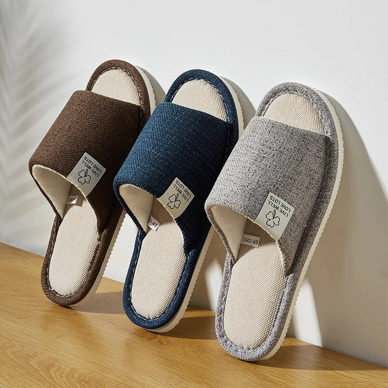 Premium Open-Toe Hemp Indoor Slides