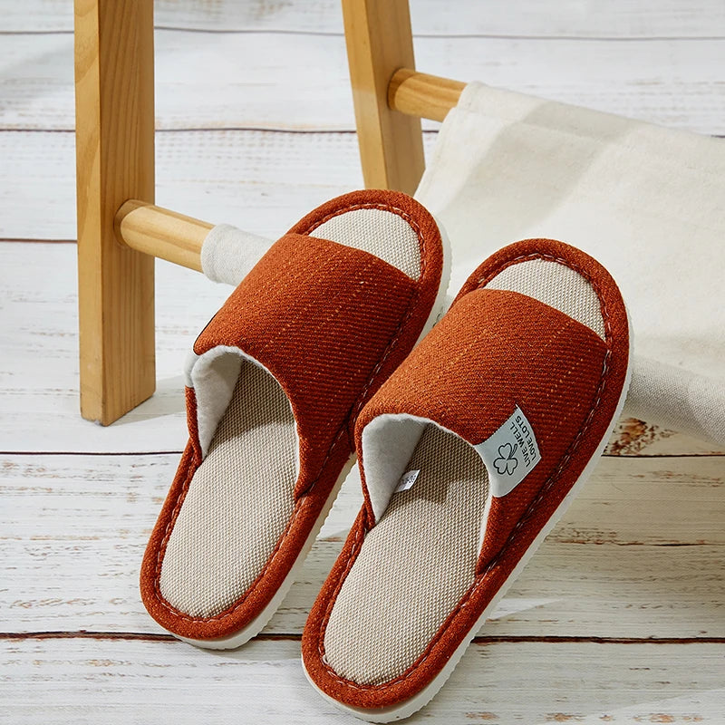 Premium Open-Toe Hemp Indoor Slides