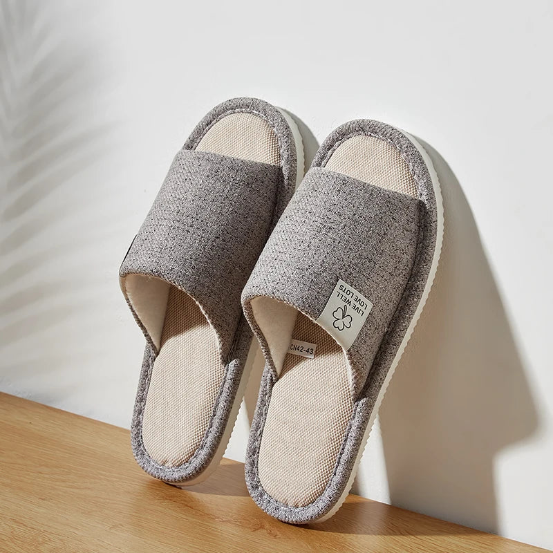 Premium Open-Toe Hemp Indoor Slides