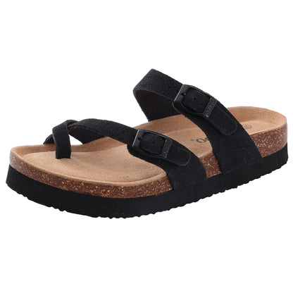 Ergonomic Double-Buckle Cork Slide Sandals