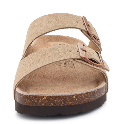 Ergonomic Double-Buckle Cork Slide Sandals